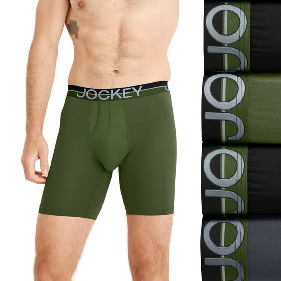 Men's Jockey® Infinite Cool Microfiber Stretch 8" Long Leg 3- Pack +1 Bonus Boxer Briefs