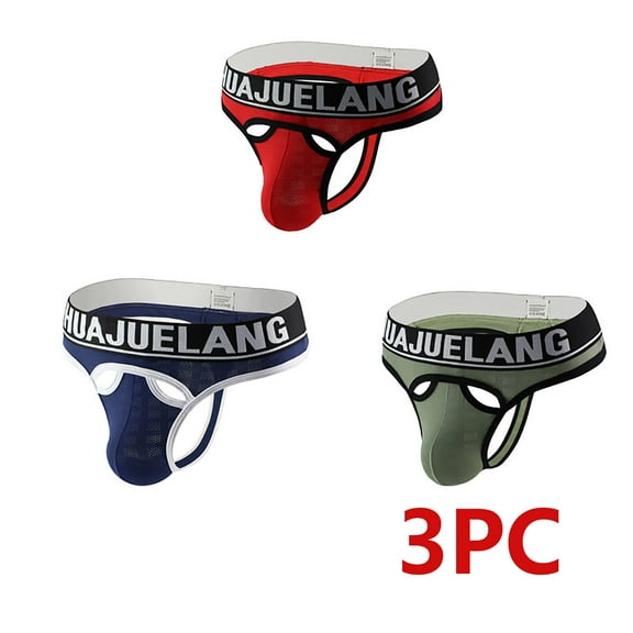 Men's Jockstrap Athletic Supporters Underwear Multipack, Mesh Low Rise Breathable Performance Jock Strap Birthday Gift for Boyfriend Blue XL