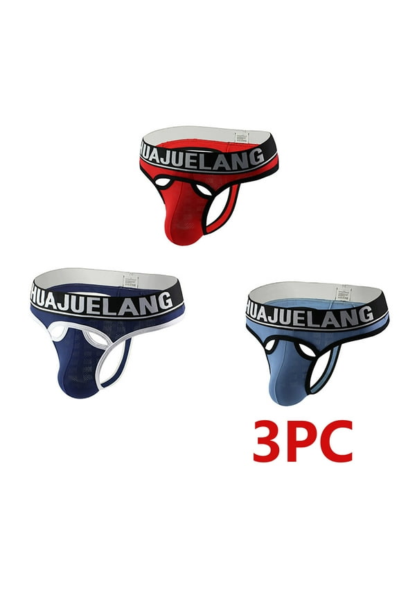 Men's Jockstrap Athletic Supporters Underwear Multipack, Mesh Low Rise Breathable Performance Jock Strap Commemorative Gift for Husband Red M