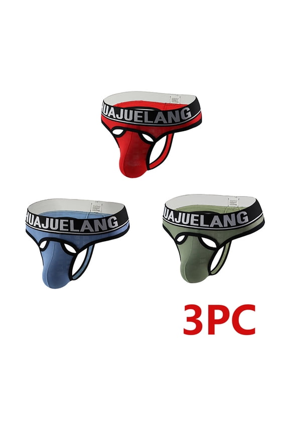 Men's Jockstrap Athletic Supporters Underwear Multipack, Mesh Low Rise Breathable Performance Jock Strap Halloween Gift for Husband Red XXL