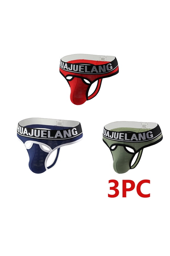 Men's Jockstrap Athletic Supporters Underwear Multipack, Mesh Low Rise Breathable Performance Jock Strap Party Gift for Boyfriend Blue XXL