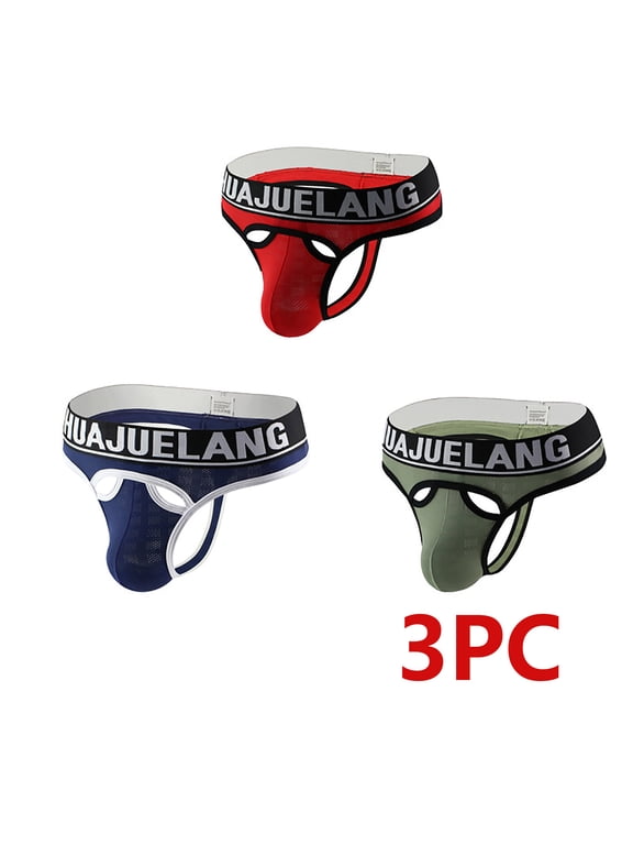 Men's Jockstrap Athletic Supporters Underwear Multipack, Mesh Low Rise Breathable Performance Jock Strap Valentine's Day Gift for Husband Blue M