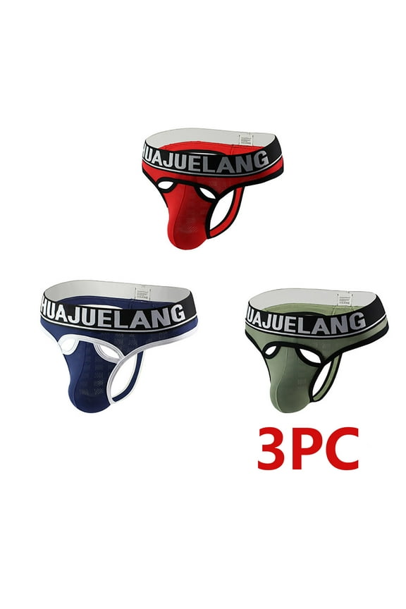 Men's Jockstrap Athletic Supporters Underwear Multipack, Mesh Low Rise Breathable Performance Jock Strap Valentine's Day Gift for Husband Blue M