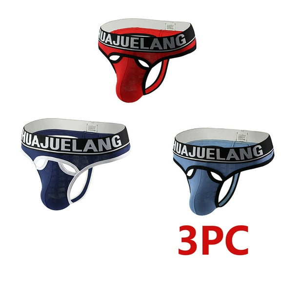 Men's Jockstrap Athletic Supporters Underwear Multipack, Mesh Low Rise Breathable Performance Jock Strap Valentine's Day Gift for Husband Red L