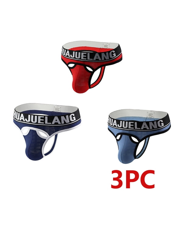 Men's Jockstrap Athletic Supporters Underwear Multipack, Mesh Low Rise Breathable Performance Jock Strap Valentine's Day Gift for Husband Red L