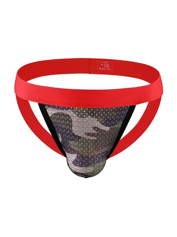 Men's Jockstrap Camo Jock Straps for Men Underwear Breathable G String Thongs Athletic Supporter Sport Bulge Enhancing Pouch Panties