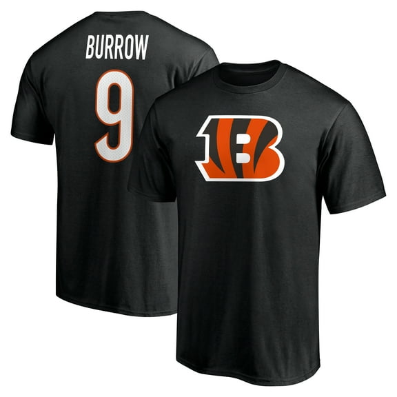 Men's Joe Burrow Black Cincinnati Bengals Icon Name & Number T-Shirt
