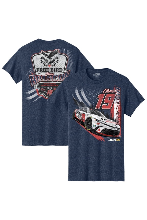 Men's Joe Gibbs Racing Team Collection Heather Navy Chase Briscoe #19 Free Bird Southern Spring Water Car T-Shirt