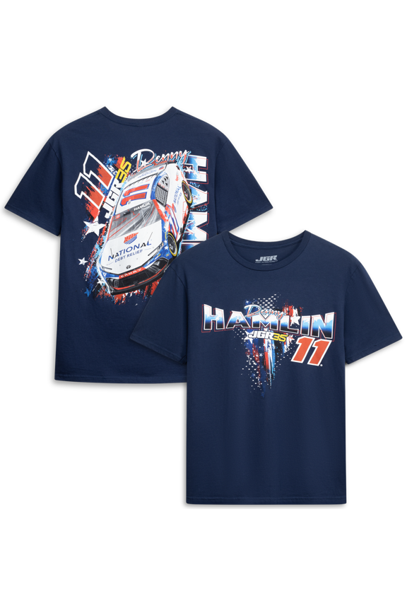 Men's Joe Gibbs Racing Team Collection Navy Denny Hamlin #11 Debt Relief T-Shirt
