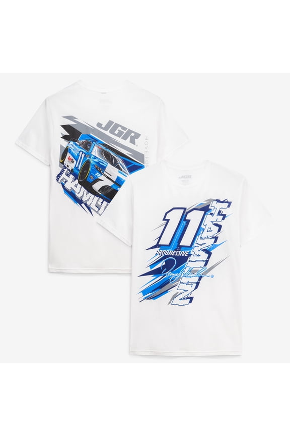 Men's Joe Gibbs Racing Team Collection White Denny Hamlin #11 Progressive T-Shirt