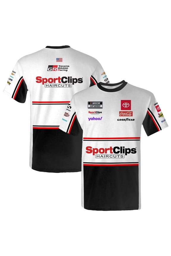 Men's Joe Gibbs Racing Team Collection White Denny Hamlin SportClips Uniform T-Shirt