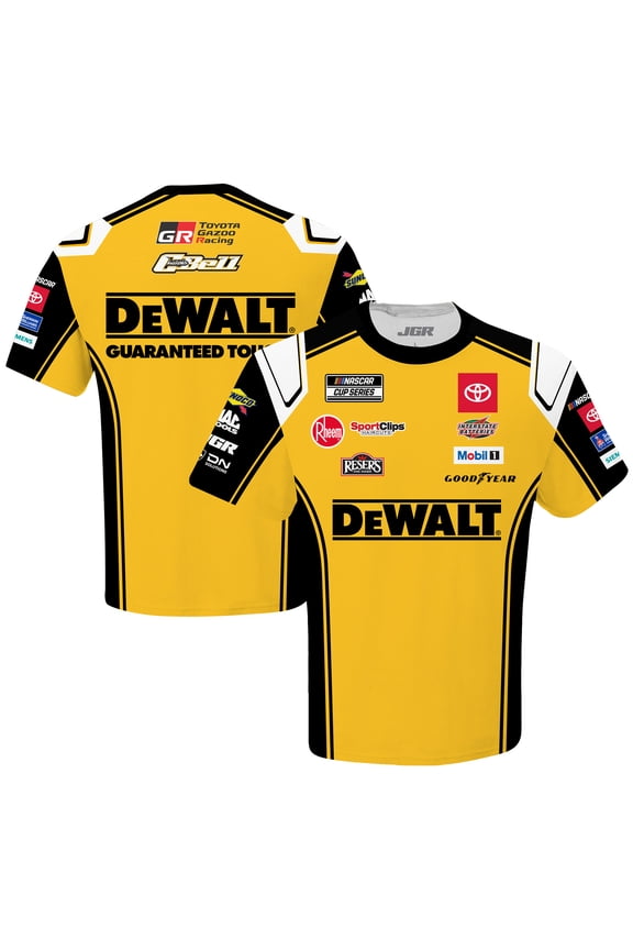 Men's Joe Gibbs Racing Team Collection Yellow Christopher Bell DeWalt Uniform T-Shirt