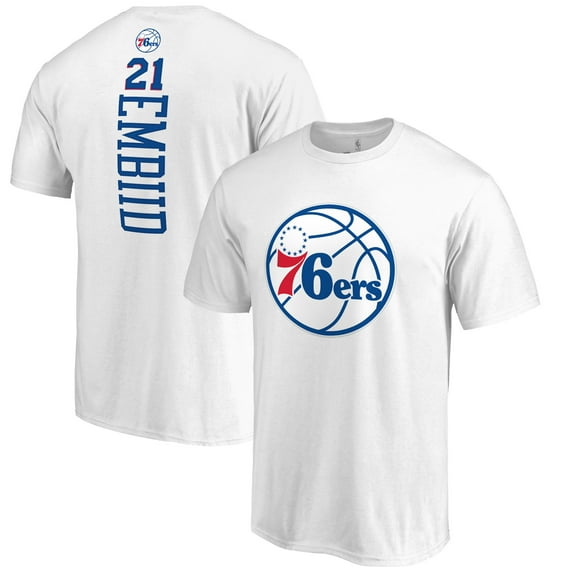 Men's Joel Embiid White Philadelphia 76ers Backer Name & Number T-Shirt
