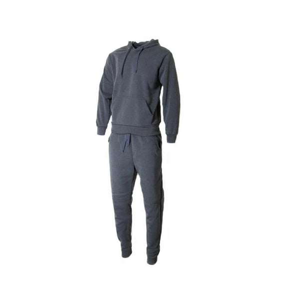 Men's Jogger 2-Piece Set Athletic Solid Hoodie and Drawstring Pant Tracksuit, Grey, M