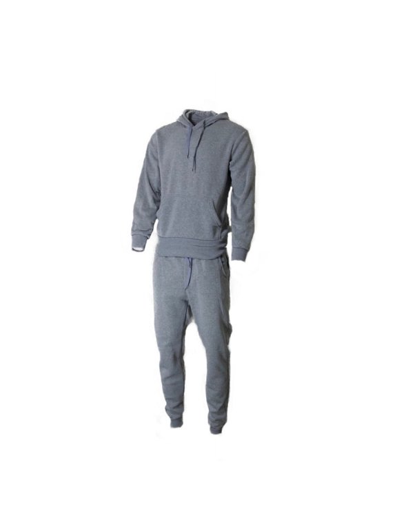 Men's Jogger 2-Piece Set Athletic Solid Hoodie and Drawstring Pant Tracksuit, Light Grey, S