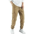 thumbnail image 1 of Men's Jogger Cargo Pant Elastic Waist Drawstring Straight Leg Sweatpants Lightweight Casual Trousers with Pocket Khaki M, 1 of 6