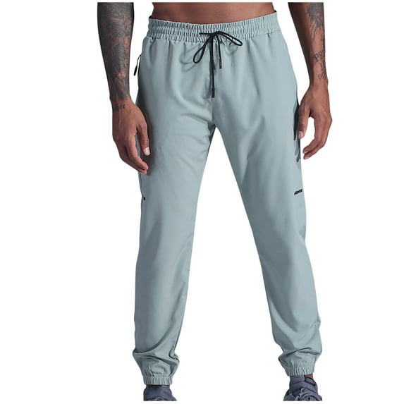 ZQUUVOU Men's Jogger Pants Athletic Pants Sports Fitness Casual Solid Color Pockets Elastic Pants Gray