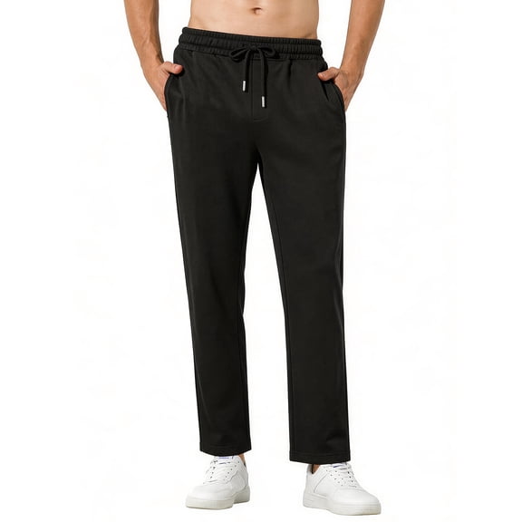 Men's Jogger Pants Cotton Elastic Waist Joggers with Zipper Pocket Lightweight Lounge Running Casual Pants