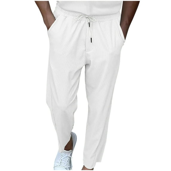 ZQUUVOU Men's Dress Pants Casual Summer Beach Drawstring Loose Trousers Straight Casual Business Pants Dark Gray