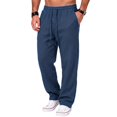 thumbnail image 1 of Men's Jogger Pants Elastic Waist Button Fly Loose Fit Solid Color Casual Sweatpants Lounge Trousers with Pockets, 1 of 7