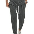 thumbnail image 1 of Men's Jogger Pants Knit Cotton Loose Fit Sports Leggings Oversized Drawstring Long Pants Dark Gray, 1 of 7