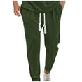 thumbnail image 1 of Men's Jogger Pants Knit Cotton Loose Fit Sports Leggings Oversized Drawstring Long Pants Olive Green, 1 of 7