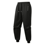 JSKUMAR Men's Jogger Pants Sherpa Lined Winter Warm Trousers Stretch Elastic Waist Thermal Fleece Sweatpants with Zip Pockets (L, Black)
