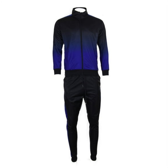 Men's Jogger Set 2 Pcs Full Zip Jacket and Drawstring Waist Track Pants Set, Blue, M