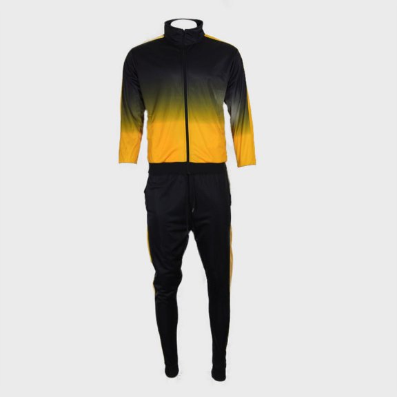 Men's Jogger Set 2 Pcs Full Zip Jacket and Drawstring Waist Track Pants Set, Yellow, L