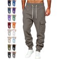 thumbnail image 1 of Men's Jogger Sweatpants Cargo Pockets Drawstring Waist Tapered Ankle Loose Fit Casual Athletic Everyday Outdoor Pants, 1 of 5