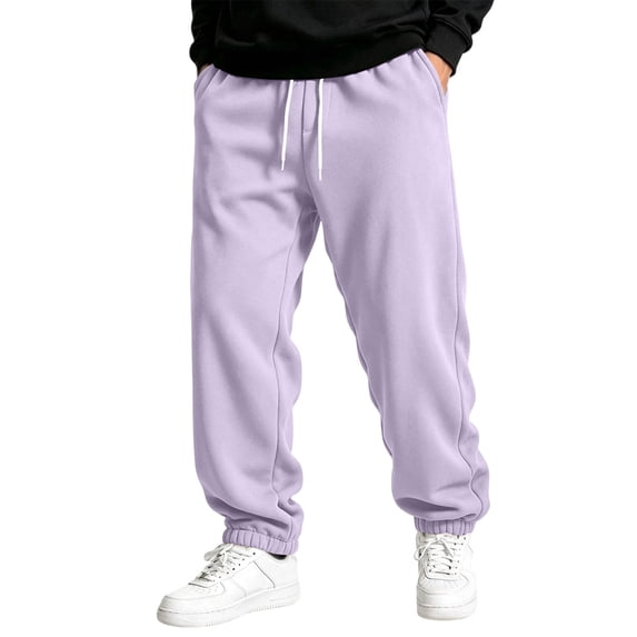 Men's Jogger Sweatpants Drawstring Elastic Waist Casual Relaxed Fit Athletic Solid Color Lounge Trousers with Pockets