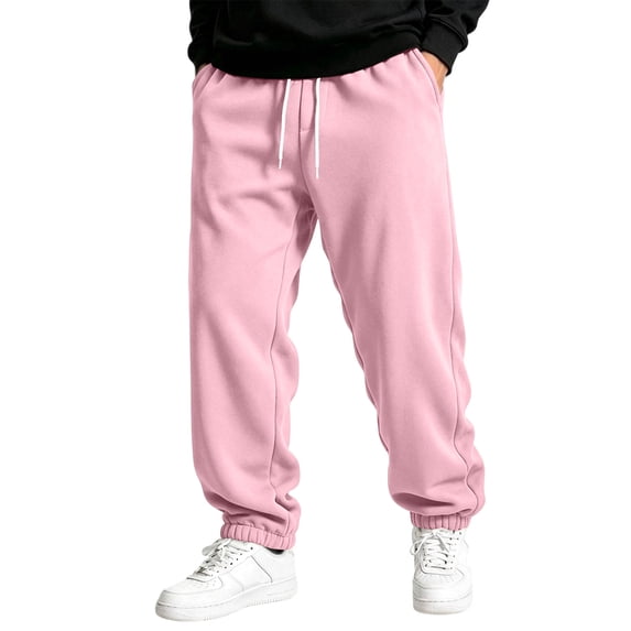 Men's Jogger Sweatpants Drawstring Elastic Waist Casual Relaxed Fit Athletic Solid Color Lounge Trousers with Pockets