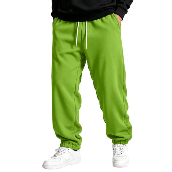 Men's Jogger Sweatpants Drawstring Elastic Waist Casual Relaxed Fit Athletic Solid Color Lounge Trousers with Pockets