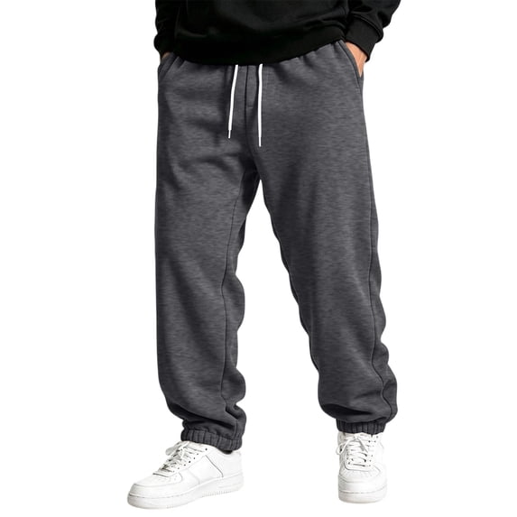 Men's Jogger Sweatpants Drawstring Elastic Waist Casual Relaxed Fit Athletic Solid Color Lounge Trousers with Pockets