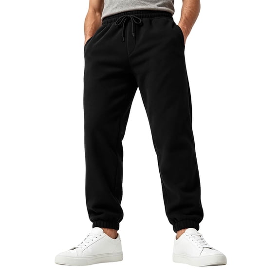Men's Jogger Sweatpants Drawstring Elastic Waist Tapered Leg Solid Color Casual Athletic Lounge Pants with Pockets