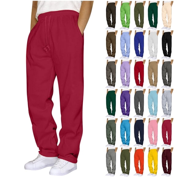 Men's Jogger Sweatpants with Pokets for Casual Wear & Sports - Solid Color Comfortable Lounge Pants with Adjustable Drawstring and Cuffs, Sizes S-3XL