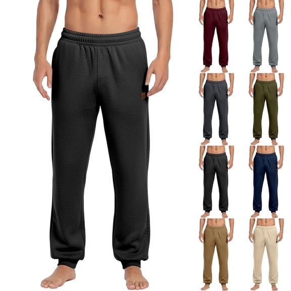 Men's Jogger Sweatpants Pants Casual Comfortable Athletic Trousers Elastic Soft Black Pant