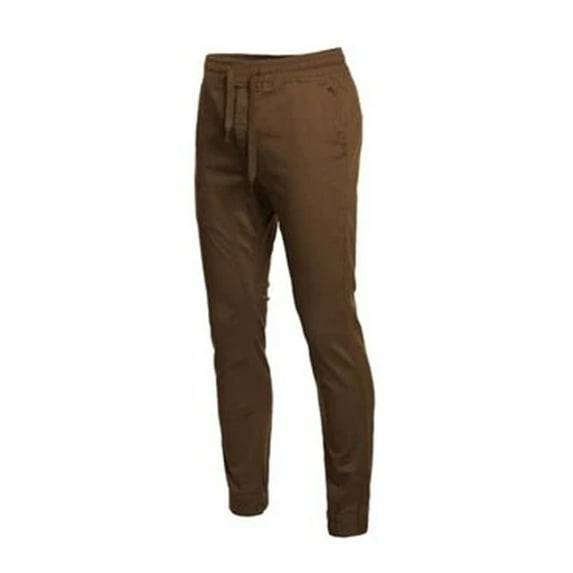 Men's Jogger Twill Stretch Pants, Uniform Stretch, Outdoor Trouser with Pockets, Elastic Waist, Drawstring Closure and Leg Opening, 98% Cotton & 2% Spandex- Available in 6 Colors