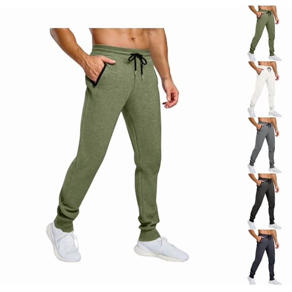 Men's Joggers Drawstring Jogger Sweatpants with Zipper Pockets Lightweight Slim Fit Athletic Track Pants,Green M
