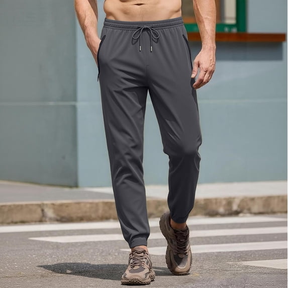 Men's Joggers Lightweight Quick Dry Pants Athletic Hiking Workout Elastic Waist Sweatpants with Pockets Dark Gray XL
