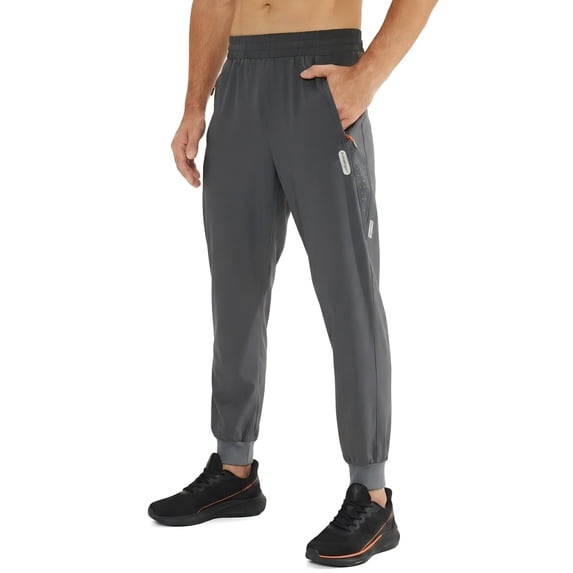 Men's Joggers Pants Athletic Workout Track Running Gym Lightweight Quick Dry Tapered Jogger Zipper Pockets M