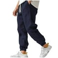 thumbnail image 1 of ZQUUVOU Men's Joggers Pants Casual Linen Cotton Harem Solid-Color Loose Drawstring Elastic Waist Pocket Pants Navy, 1 of 6