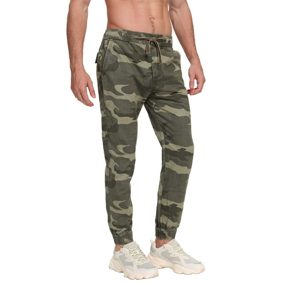 TRGPSG Men’s Joggers Pants Elastic Waist Camo Cargo Athletic Pants with Drawstring