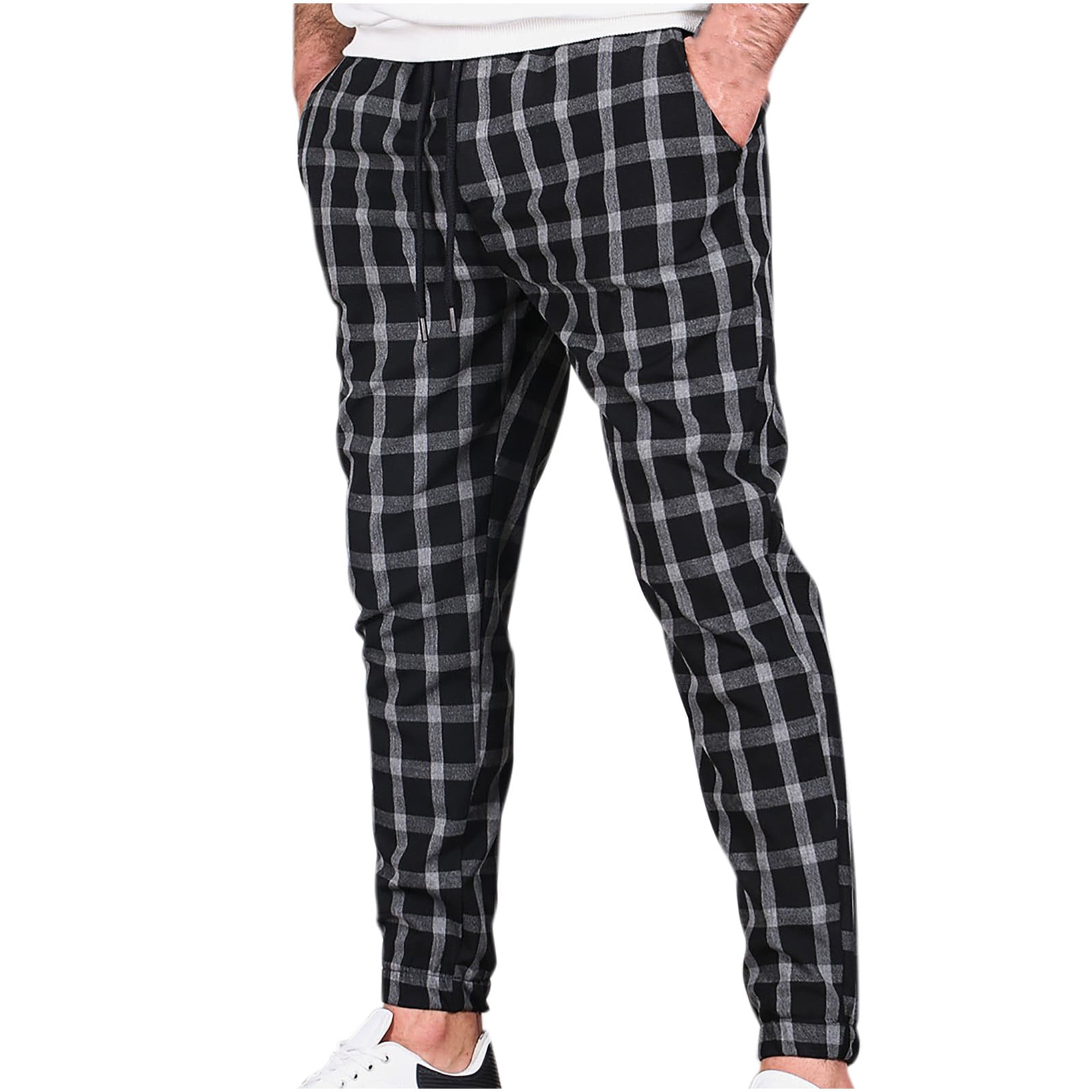Plaid cargo joggers sale