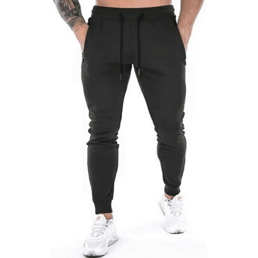 Men's Sweatpants Joggers Lightweight Elastic Waist Athletic Workout Gym Running Sweat Pants with Pockets Black