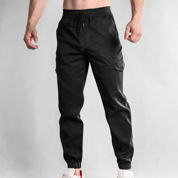 Men's Joggers Sweatpants Fashion Trend Loose Cotton Sports Pants Casual Beam Feet Trouser Drawstring Elastic Waist Cargo Pants With Multi-pocket