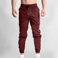 thumbnail image 1 of Men's Joggers Sweatpants Fashion Trend Loose Cotton Sports Pants Casual Beam Feet Trouser Drawstring Elastic Waist Cargo Pants With Multi-pocket, 1 of 7