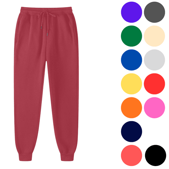 Men's Joggers Sweatpants with Pockets Stretchable Drawstring Waist for Gym Running Daily Casual Wear Red Wine L