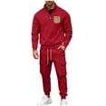 thumbnail image 1 of Men's Jogging Outfits 2 Piece 1/4 Zip Pullover Sweatshirt and Joggers Pant Sets Track Suits Casual Sweatsuits (S, Red), 1 of 7