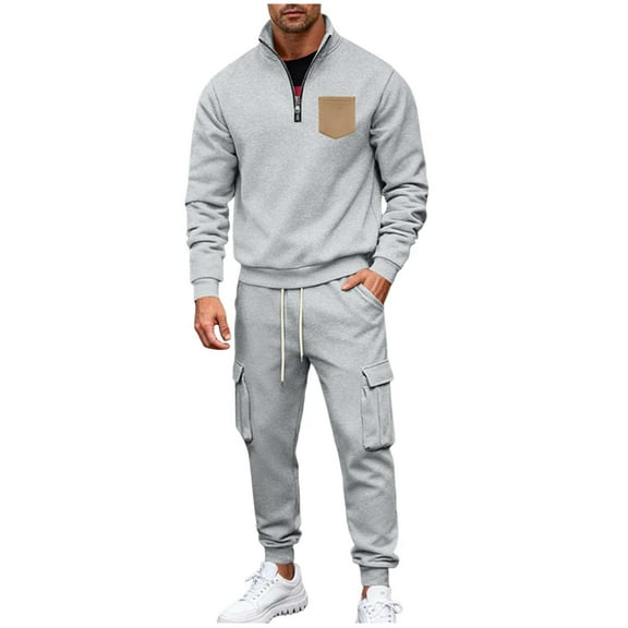 Men's Jogging Outfits 2 Piece 1/4 Zip Pullover Sweatshirt and Joggers Pant Sets Track Suits Casual Sweatsuits (XL, Gray)